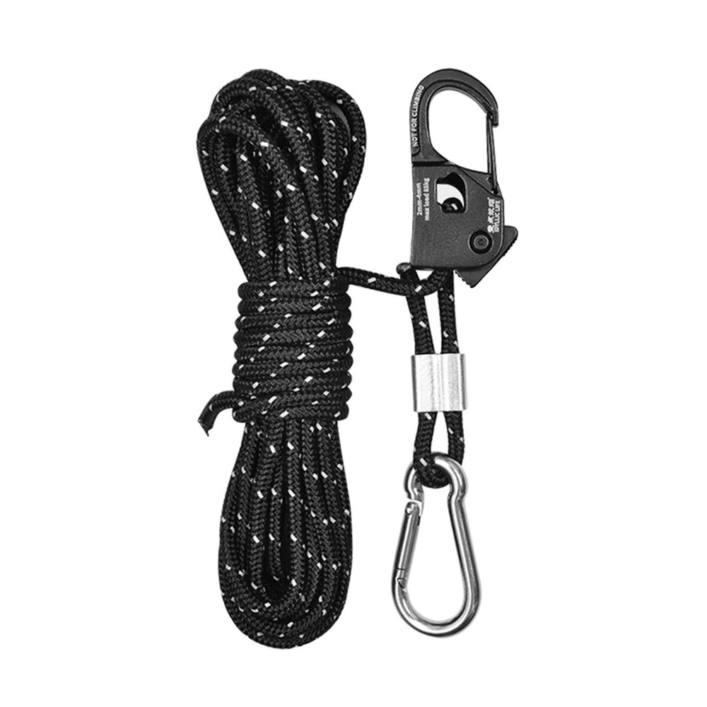 harayaa 4mm Tent Guy Rope with Pulley Tent Wind Rope Tent Cords Fast Locking Aluminum Alloy Self Locking Regulator for Awning Camping, Black