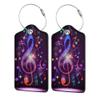 2 Pack Luggage Tags Travel Sound of Music PU Cute Leather Luggage Tag Name ID Labels with Privacy Cover Suitcases Women Men Girls Boys Fun Laggage Tags Present Box/Gift (Music) view 1