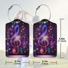 2 Pack Luggage Tags Travel Sound of Music PU Cute Leather Luggage Tag Name ID Labels with Privacy Cover Suitcases Women Men Girls Boys Fun Laggage Tags Present Box/Gift (Music) view 2
