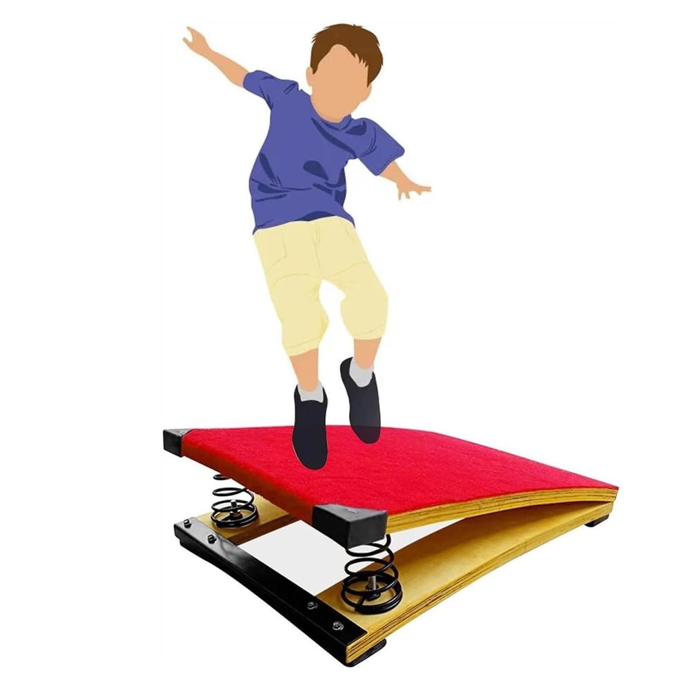 YLQFGUVWK Children's Gymnastics Springboard, Portable Curved Gymnastics Springboard, Children's Beginners Springboard, Martial Arts Art Springboard with Steel Springs and Jumping Mat