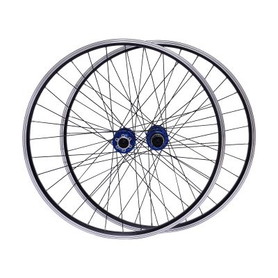 BANLICALI 27.5 Inch Wheelset, Aluminum Alloy Bike Wheels, Rim Disc Brake Mountain Bike Wheelset with Quick Release Lever and Spokes, Front Rear Mountain Bike Wheels Black (Blue Hub)