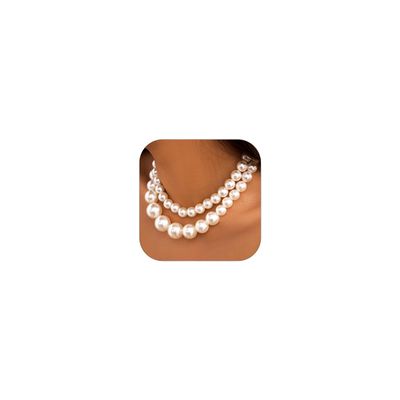 Choistily 2PCS Pearl Choker Necklace