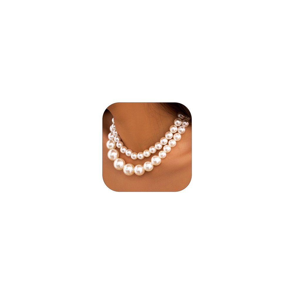 Choistily 2PCS Pearl Choker Necklace