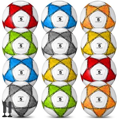 Deekin 12 Pcs Soccer Balls Bulk with Pump Deflated Sizes 3, 4, 5, Official Size Sport Soccer Ball Training Ball for Kids Youth Adult Game Match School Training Accessories Party Gift(Star,Size 5)