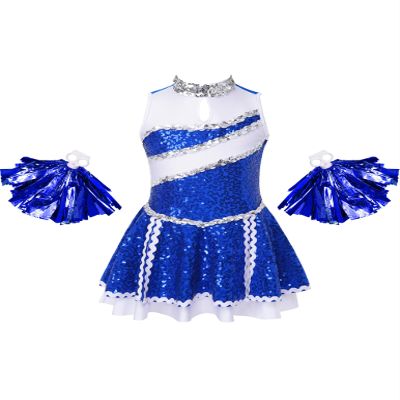 TSSOE Kids Girls Glitter Sequins Cheerleading Uniform Cheer Leader Outfits Dance Dress Performance B03 12 Years