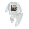 JLKGICF Big Brother Little Brother Matching Outfits Toddler Big/Lil Bro Crewneck Sweatshirt Pants Set Fall Winter Clothes (Gray Lil Bro, 6-12 Months) view 1