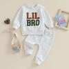 JLKGICF Big Brother Little Brother Matching Outfits Toddler Big/Lil Bro Crewneck Sweatshirt Pants Set Fall Winter Clothes (Gray Lil Bro, 6-12 Months) view 2