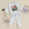 JLKGICF Big Brother Little Brother Matching Outfits Toddler Big/Lil Bro Crewneck Sweatshirt Pants Set Fall Winter Clothes (Gray Lil Bro, 6-12 Months) view 3