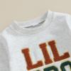 JLKGICF Big Brother Little Brother Matching Outfits Toddler Big/Lil Bro Crewneck Sweatshirt Pants Set Fall Winter Clothes (Gray Lil Bro, 6-12 Months) view 4
