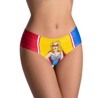 MEMME Slip Panties  Ultra-Comfortable, Cotton Crotch, Stretchy Fit, Soft Seams, No Elastic, Unique Prints COMICS (US, Alpha, Large, Regular, Regular, Wonder Girl)