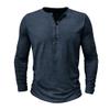 Mens Distressed Henley Shirts Classic Retro Long Sleeve Cotton Tee Shirts Casual Button Down Washed T-Shirts (3X-Large,Dark Blue) view 1