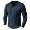 Mens Distressed Henley Shirts Classic Retro Long Sleeve Cotton Tee Shirts Casual Button Down Washed T-Shirts (3X-Large,Dark Blue) view 3