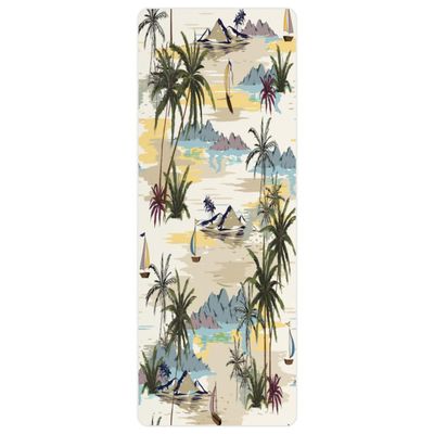 Beach Palm Tree Yoga Mat Folding Travel Fitness & Exercise Mat with Carrying Bag Non-Slip Lightweight Travel Yoga Mat for Women Pilates 72"L 26.8 W 2 Mm Thick