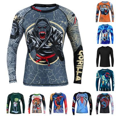 Roar BJJ Kid's MMA Rash Guard Training No-Gi and Gi Jiu Jitsu Rashguard MMA Grappling Compression Shirts Wrestling (US, Alpha, Medium, Regular, Gorilla)