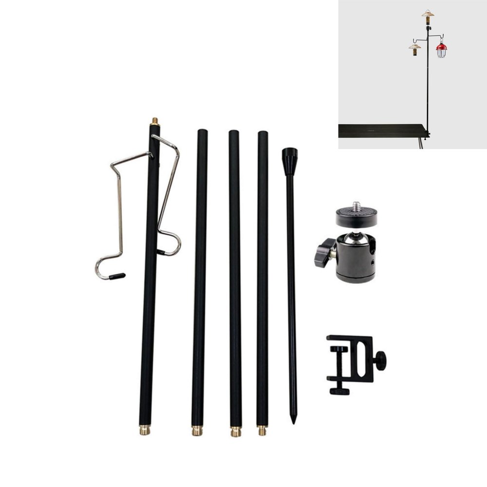 Topyond Camping Lamp Pole, Portable Lantern Stand, Detachable Lightweight Portable Camping Light Stand with Hook for Outdoor Camping(Double Hook Without Head)