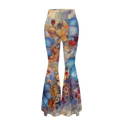 TODIYADDU Blue Sunflower Flared Yoga Pants for Women Buttery Soft Leggings High Waisted Tummy Control Butt Lifting Bootcut Pants for Workout Yoga Pilates Daily Trendy Sweatpants Gifts, S