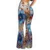 TODIYADDU Blue Sunflower Flared Yoga Pants for Women Buttery Soft Leggings High Waisted Tummy Control Butt Lifting Bootcut Pants for Workout Yoga Pilates Daily Trendy Sweatpants Gifts, S view 3