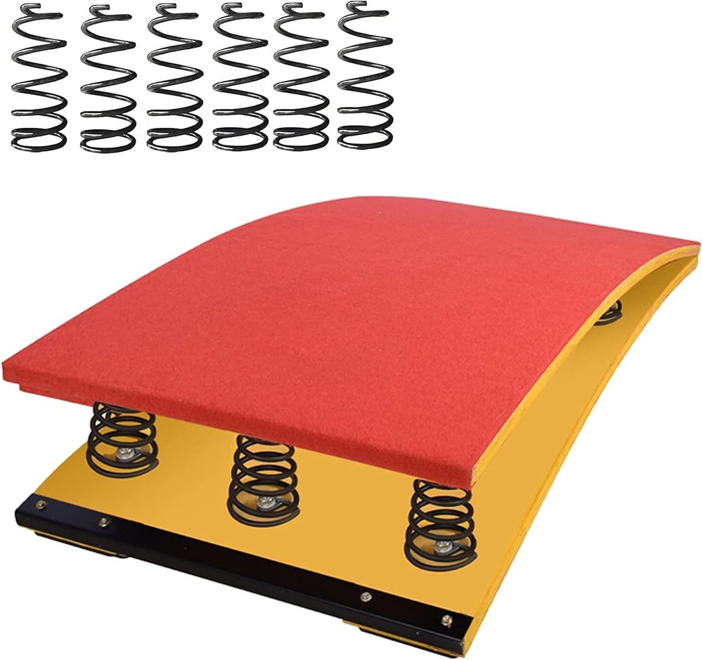 REMYS Athletes Gymnastics Springboard with Padded Carpet & 6 Extra Elasticity Springs, for Home Gym Bar Basement School, Load 90kg / 200lbs