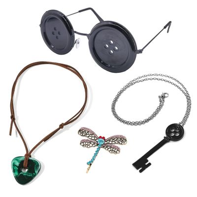 Yannasa Button Eyes Glasses Anime Merchandise Cosplay Necklace Costume Merch Accessories Gift Halloween 4pcs