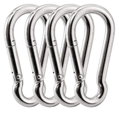 BREAKA 3 Inch Stainless Steel Spring Snap Hook Carabiner, 316 Stainless Steel Clips, Small Carabiner Set of 4 Quick Link Snap Key Lock
