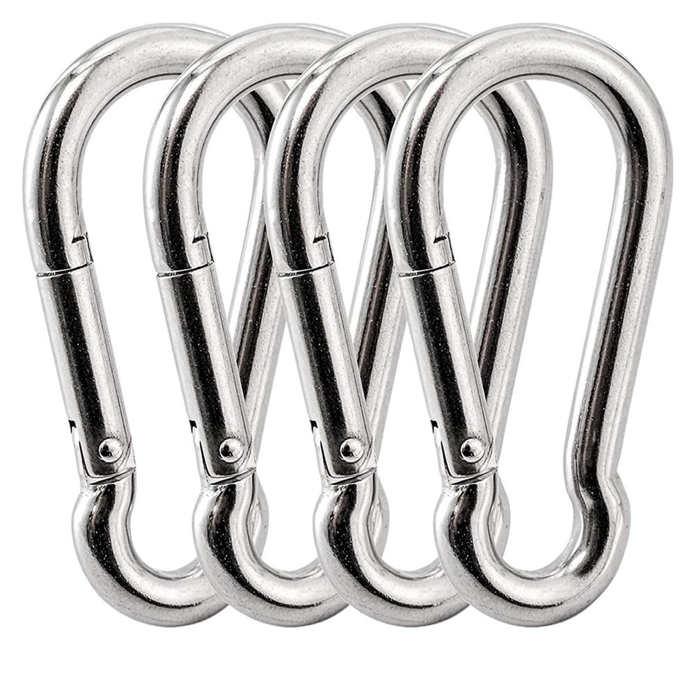 BREAKA 3 Inch Stainless Steel Spring Snap Hook Carabiner, 316 Stainless Steel Clips, Small Carabiner Set of 4 Quick Link Snap Key Lock