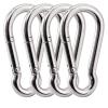 BREAKA 3 Inch Stainless Steel Spring Snap Hook Carabiner, 316 Stainless Steel Clips, Small Carabiner Set of 4 Quick Link Snap Key Lock view 1