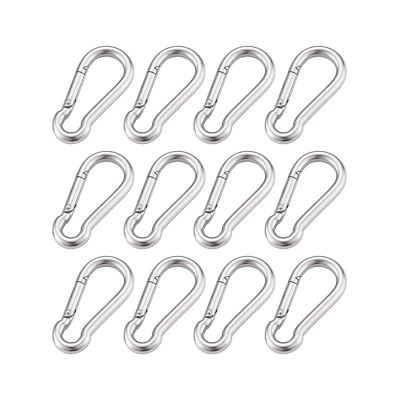 BREAKA 316 Stainless Steel Multifunctional Spring Snap M8 Carabiner Quick Link Lock Ring Hook (Color : 12Pcs, Size : M8)
