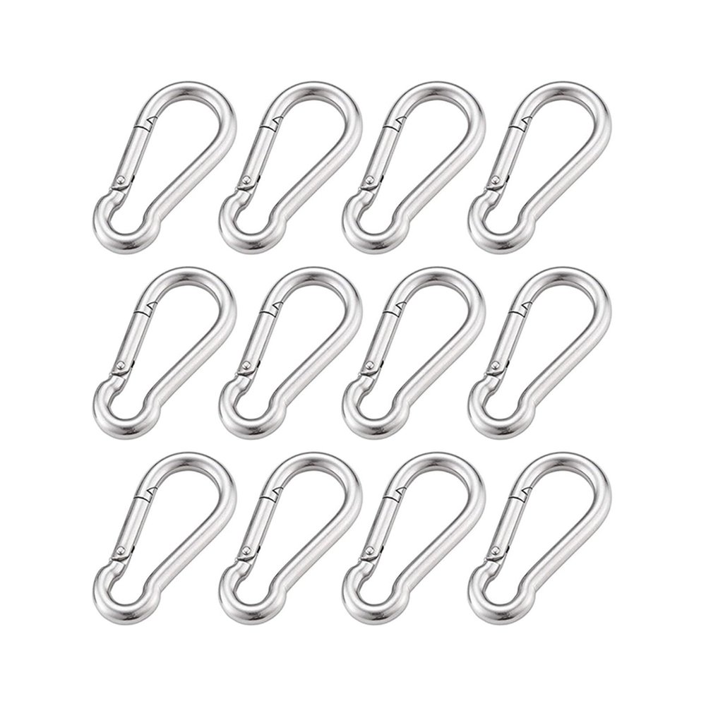 BREAKA 316 Stainless Steel Multifunctional Spring Snap M8 Carabiner Quick Link Lock Ring Hook (Color : 12Pcs, Size : M8)