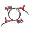 Mountain bike Hydraulic Disc Brake Set 4-Pistons Bilateral Brake Hydraulic Brake Left Front 800mm Right Rear 1400mm Brake Hose Aluminum Brake Lever With 160mm Rotors ( Color : Red , Size : Left front view 2