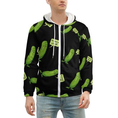 Big Dill Pickle Men's Zip Up Hoodie Lightweight Soft Hooded Sweatshirts Casual Jacket Coat L