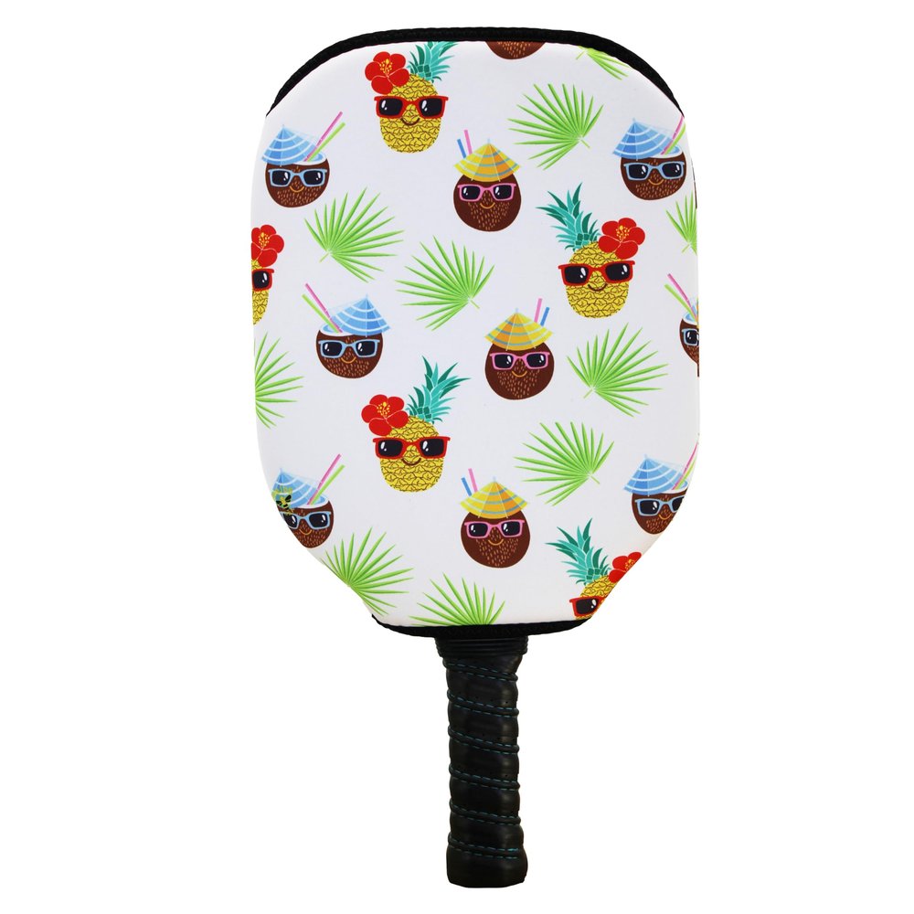 BeeJos Hawaiian Collection: Premium Slip-On Pickleball Paddle Cover-Fits Standard Size Paddles-Zipperless (Paddle not Included) (Coconuthead)