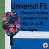BeeJos Hawaiian Collection: Premium Slip-On Pickleball Paddle Cover-Fits Standard Size Paddles-Zipperless (Paddle not Included) (Purple Flowers) view 3