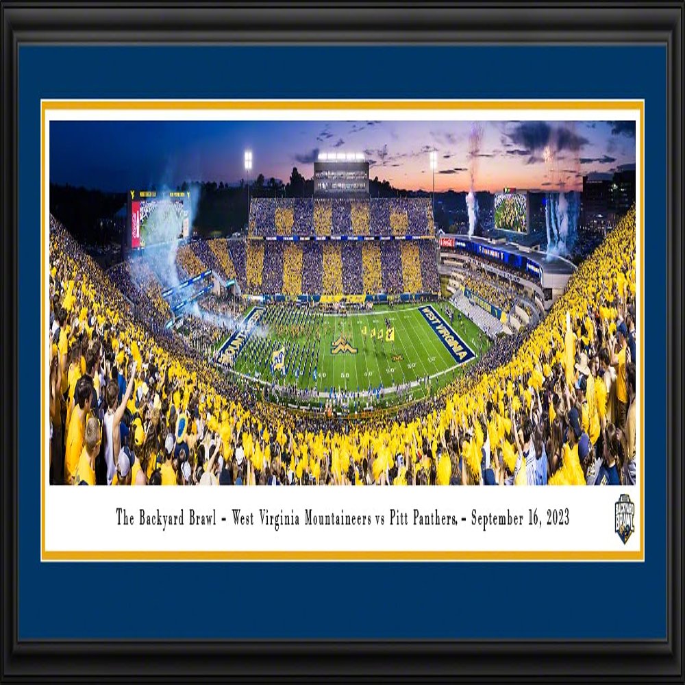 2023 Backyard Brawl, Pitt vs West Virginia - 44x18-inch Double Mat, Deluxe Framed Picture by Blakeway Panoramas