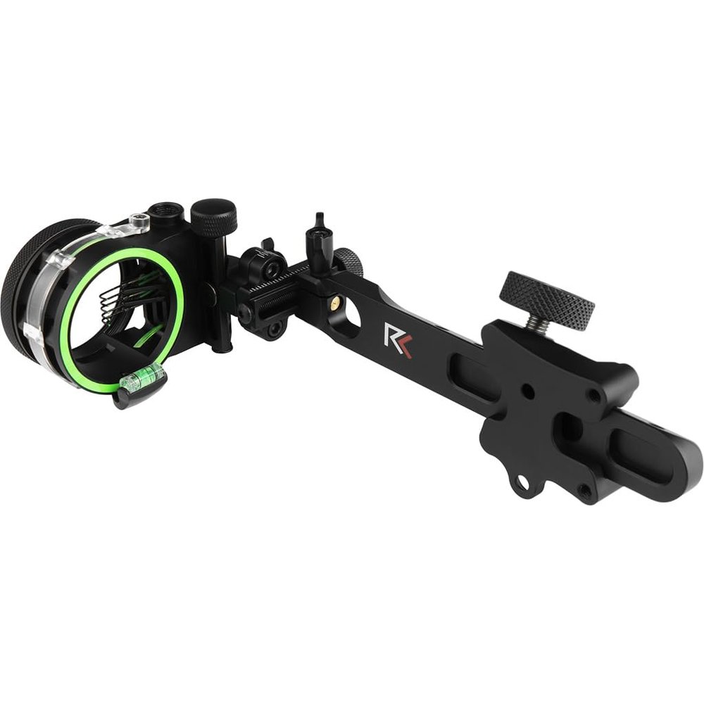 RL-3 Five Pin Dovetail Bow Sight - .019 Fiber Pin with 1st & 2nd Axis Adjustments and Enclosed Fiber Optic Ring - Black - Right Handed