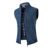 Autumn Winter Casual Sweater Vest Zip Up Cardigan Vest Plus Velour Padded Sleeveless Jumper 8816 Blue-Gray L view 1