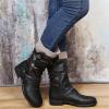 Ladmiple Cowgirl Boots Square Toe Women Pink Women's Military Combat Boots Mid Calf Side Zipper Low Heel Motorcycle Riding Biker Boots Winter Western Dress Ankle Booties 2024 view 2