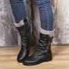 Ladmiple Cowgirl Boots Square Toe Women Pink Women's Military Combat Boots Mid Calf Side Zipper Low Heel Motorcycle Riding Biker Boots Winter Western Dress Ankle Booties 2024 view 3