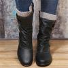 Ladmiple Cowgirl Boots Square Toe Women Pink Women's Military Combat Boots Mid Calf Side Zipper Low Heel Motorcycle Riding Biker Boots Winter Western Dress Ankle Booties 2024 view 4