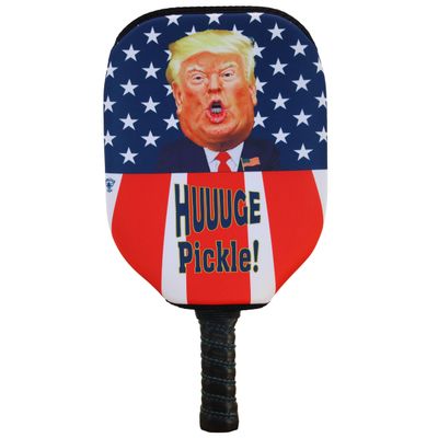 BeeJos Trump Pickleball Paddle Cover - Huuuge Pickle American Flag Design, Premium Slip-On, Universal Fit for All Paddles, Zipperless, Handmade in USA (Paddle Not Included)