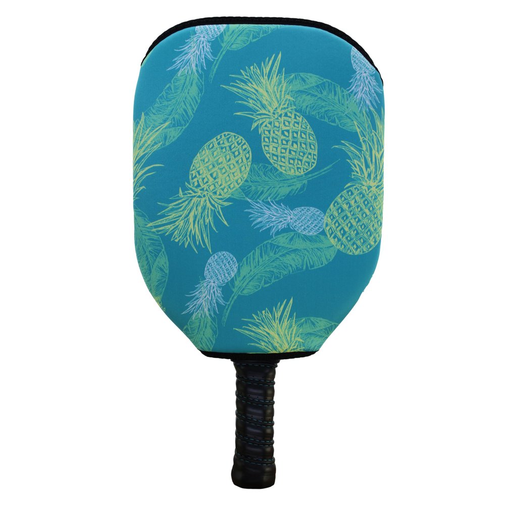 BeeJos Hawaiian Collection: Premium Slip-On Pickleball Paddle Cover-Fits Standard Size Paddles-Zipperless (Paddle not Included) (Green Pineapples)