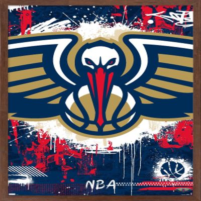 Trends International NBA New Orleans Pelicans - Maximalist Logo 23 Wall Poster, 22.4L x 14.7W, Mahogany Framed Version