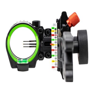 Redline RL-1 Carbon Three Pin Slider Right Handed Bow Sight - .019 Fiber Pin with 2nd & 3rd Axis Adjustments and Enclosed Fiber Optic Ring