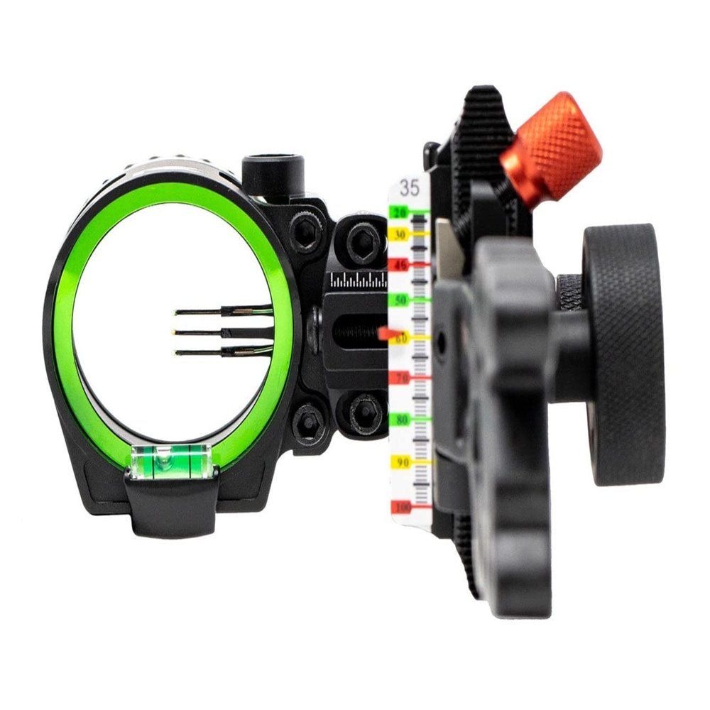 Redline RL-1 Carbon Three Pin Slider Right Handed Bow Sight - .019 Fiber Pin with 2nd & 3rd Axis Adjustments and Enclosed Fiber Optic Ring
