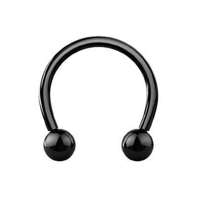 18-00GA PVD Plated G23 Implant Grade Titanium Internally Threaded Ball Ends Circular Horseshoe Barbell (4mm (6GA), Black)