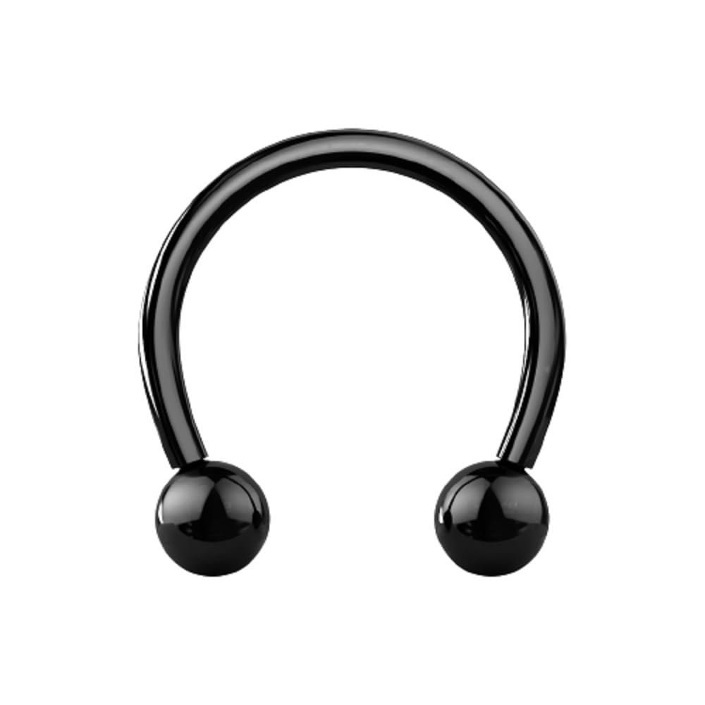 18-00GA PVD Plated G23 Implant Grade Titanium Internally Threaded Ball Ends Circular Horseshoe Barbell (4mm (6GA), Black)