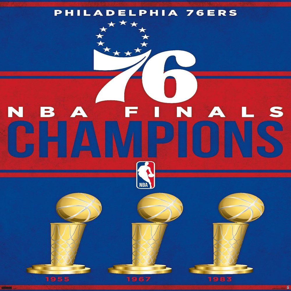 Trends International NBA Philadelphia 76ers - Champions 23 Wall Poster, 22.4L x 14.7W, Premium Unframed Version