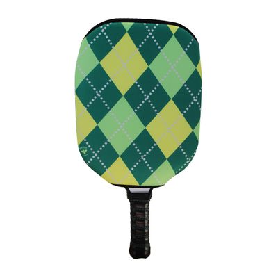 Women's Argyle Collection: Premium Slip-On Pickleball Paddle Cover-Fits Standard Size Paddles-Zipperless (Paddle not Included) 7 Color Variations (Light Green/Yellow) Handmade in USA