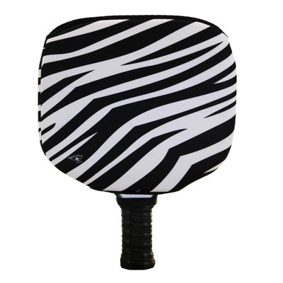BeeJos Women's Animal Prints: Premium Slip-On Pickleball Paddle Cover-Fits Standard Size Paddles-Zipperless (Paddle not Included) 2 Variations (Zebra) Handmade in USA