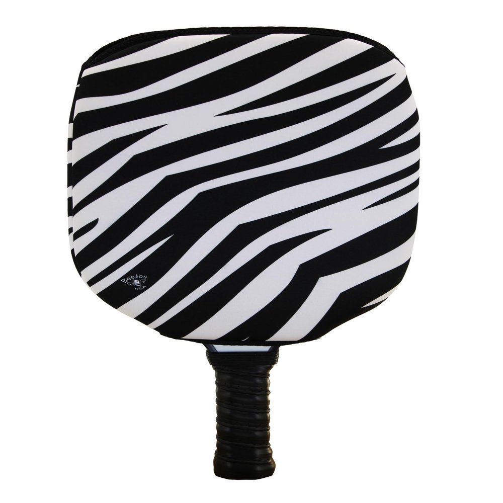 BeeJos Women's Animal Prints: Premium Slip-On Pickleball Paddle Cover-Fits Standard Size Paddles-Zipperless (Paddle not Included) 2 Variations (Zebra) Handmade in USA