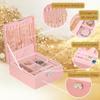 2 Layer Jewelry Box, Jewelry Organizer For Woman, Men & Girls Large Case 8.5x7.5x3.3in | PU Leather Jewelry Gift Storage Boxes For Ring, Necklace & Bracelet With Lock (Pink) view 2